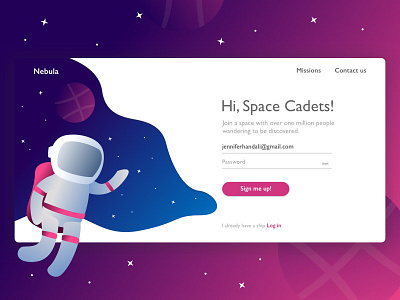 001 Nebula - Signup dailyui dailyuichallenge dribble galaxy landingpage signup space