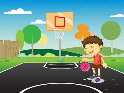 Dribbble Ball basket ball boy game illustrator nature photoshop play