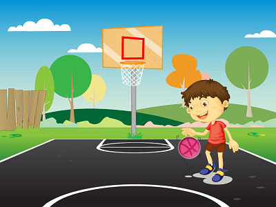 Dribbble Ball basket ball boy game illustrator nature photoshop play