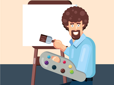 Bob Ross 2d art bobross character flat painter