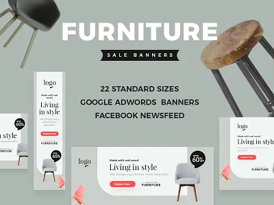 Furniture Sale Banners ad ad banner advertisement chair clean discount ecommerce furniture offer online shop shop wood