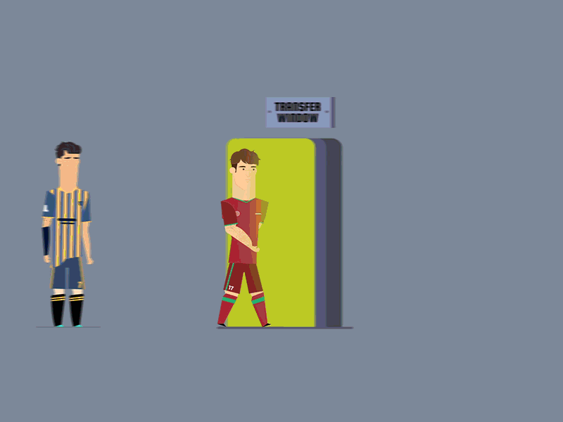 Football Selection Meeting With Agent. action animation characters flat football game handshake managers soccer sports vector