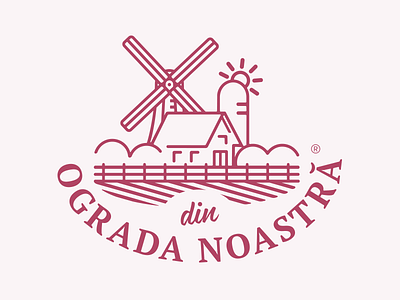 Din Ograda Noastra logo agriculture chiken farm farming mill outline poultry wind