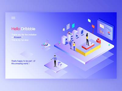 Cheers！ 2.5d bule design illustrate ui web