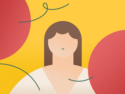 Cherry girl apple cherry circle girl illustration line noise person procreate red women yellow