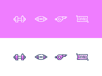 Sport Icons 2d colored dumbbell flat icon illustration outline sport sports ticket