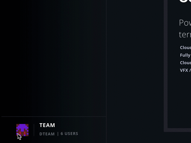 Team selector menu hover interface paperspace ui