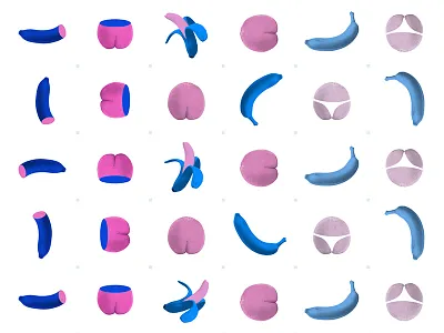 Cheeky Fruit Pattern banana digital pattern peach surrealism