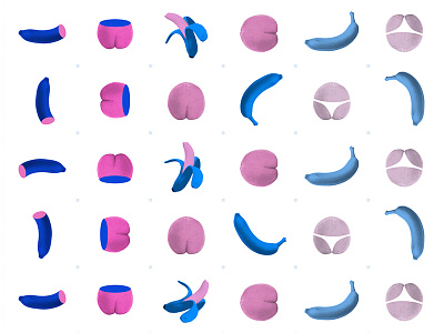 Cheeky Fruit Pattern banana digital pattern peach surrealism