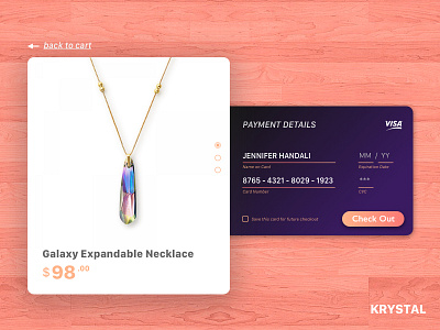 002 Krystal Credit Card Checkout buy checkout creditcard dailyui dailyuichallenge itemlist payment shopnow uiux