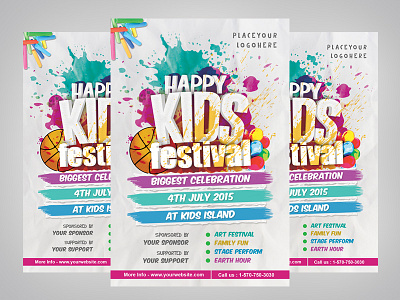 Kids Festival Flyer Template adventure art competition festival kids kids festival kids flyer painting party sport summer camp summer flyer