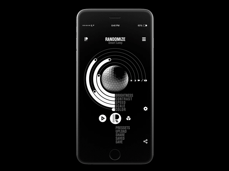 Randomize App Design - Setting Brightness Motion app branding design graphics icon icons ion logo lucin motion ui