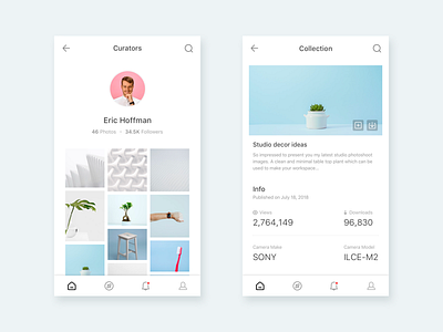 Curated App artist curated image details ios app profile page sanal