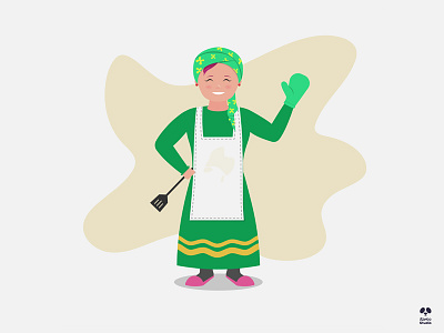 Chef bambo studio chef cooks flat character food kitchen woman