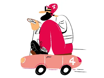 The number 4 art car cartoon character comics crazypilot draw illustration pilot vintage