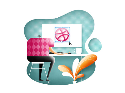 Late Night Work 2d adobe illustrator design community dribbble geometric illustration illustrator little head negative space photoshop sticker design vector