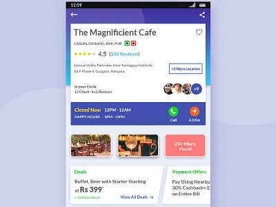 Mobile App Design for Restaurant Deals app cafe concept deals layout nearbuy restaurant app ui design