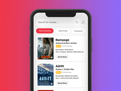 Movie ticket booking app app design interaction iphone x ui ux