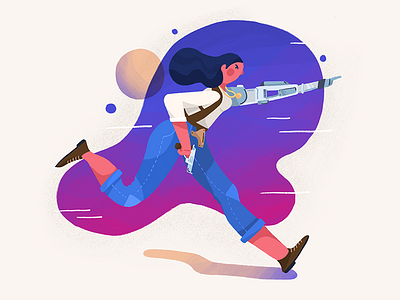 Bounty hunter automaton bounty hunter character gun illustration women