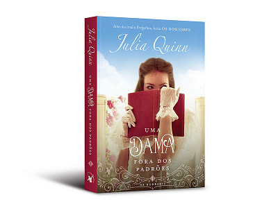 Cover design of "Uma dama fora dos padrões" arqueiro because of miss bridgerton book capa cover editorial julia quinn livro rokesbys uma dama fora dos padrões