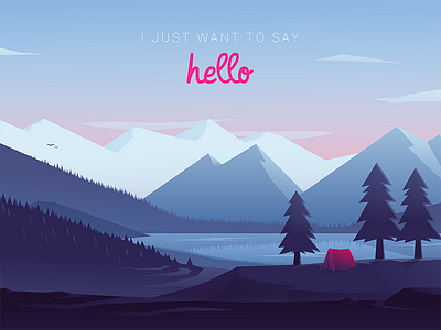 Hello Dribbble! graphic hello illustration illustrator mountain nature scenery vector