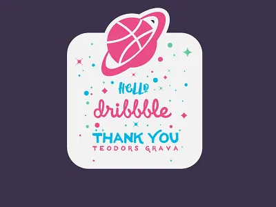 Hello Dribbble 1st shot basket planet dribbble flat hello dribbble illustration logo mark planet space dribbble thank you