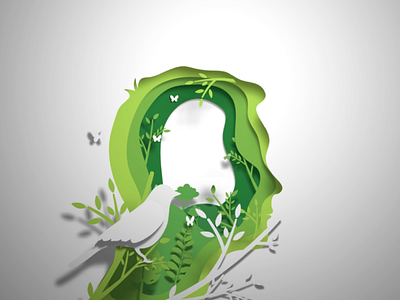 Art paper in 3D 3d art bird illustration love mapping nature paper