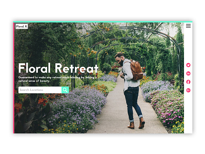 Floral Retreat banner bright colors flowers hero homepage social splash walking web design website