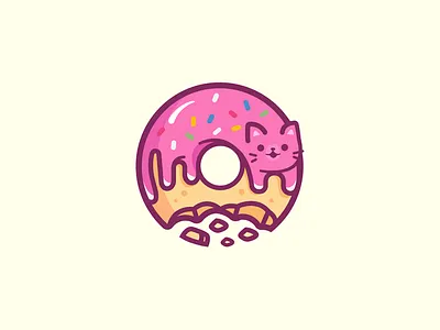 Donut Cat logo animal branding cat cat logo donut colorful cute fun cute donut emblem happy brand smile icon identity illustration kawaii logo mark mark symbol identity mascot friendly character pet