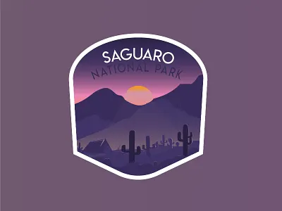 Saguaro National Park adventure badge badges cactus desert hiking national park outdoors sticker tent