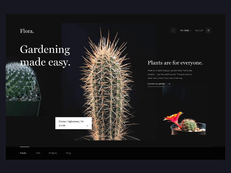 Flora / Interaction / 01 animated flora gif landing page ui ux website
