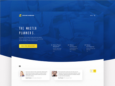 Landing Page Webinar actions blue button home landing page testimonials webinar yellow