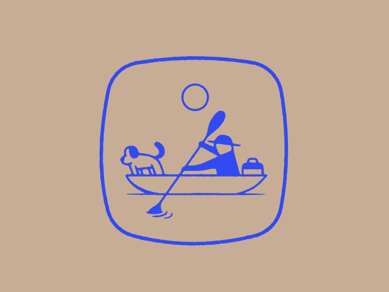 Russian river adventure GIF canoe dog fishing hat kayak logo paddle river sport sun time lapse