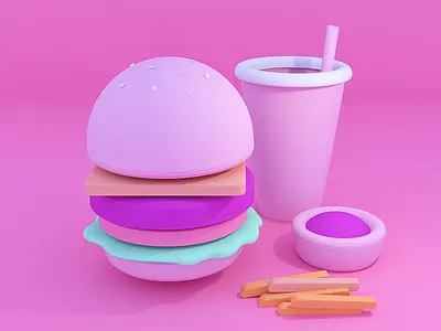 Pretty Patties 3d burger c4d fast food octane pastel