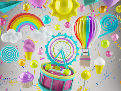 Sunshine, Rainbows, and Happiness 3d c4d colorful