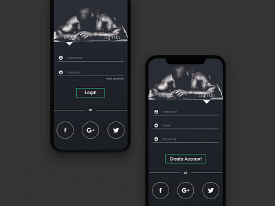 Gym App Login Sign Up UI android app icon ios login minimal mobile sign in sign up ui user interface ux