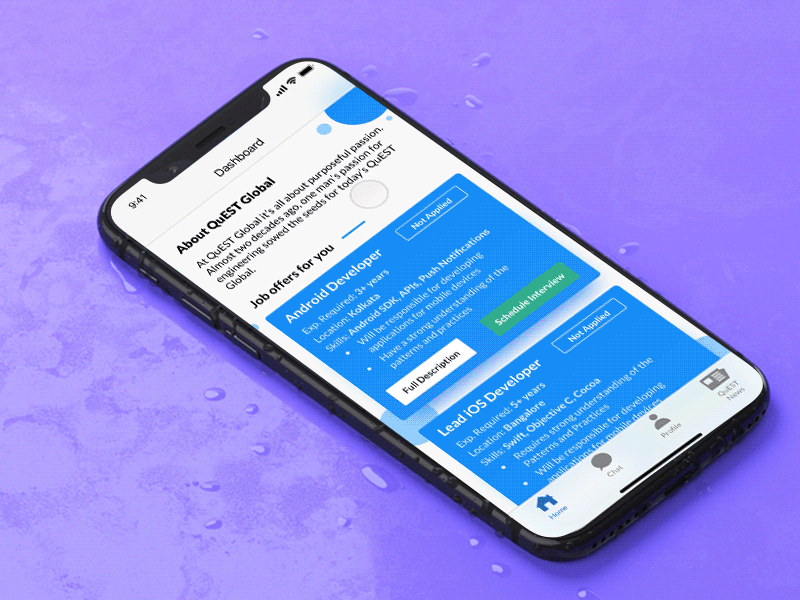 Job Description @Recruitment App animaton app blue card design iphone ui ui design uiux user experience user interface ux