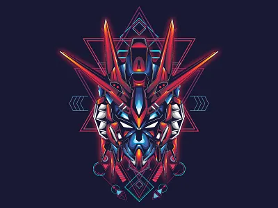 Gundam sacred geometry face gundam mecha robot sacred geometry t shirt design tattoo