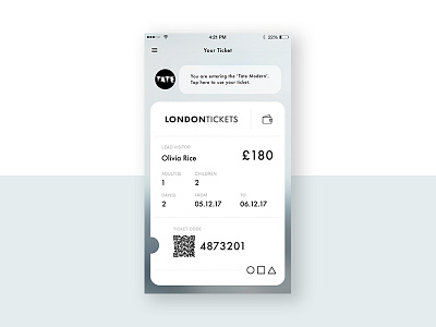 Instant Digital Ticket app clean code digital qr scan ticket tourist ui