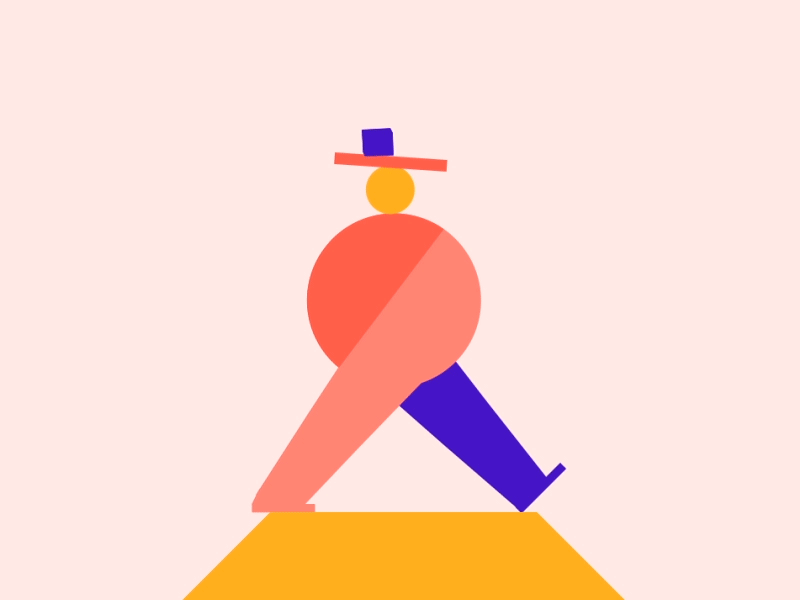 Balance Man animation balance character circle cycle gif motion design pink shapes walk