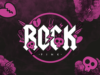 Pink Rock band flash heart logo music pink rock roll