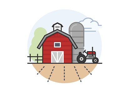 Farm barn cloud crops earth farm field plow silo sky tractor tree