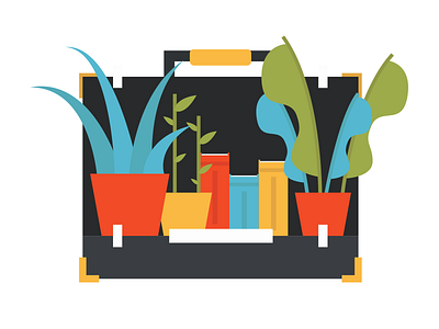 New Beginnings illustration blue briefcase colour digital foliage green illustration illustrator plants red