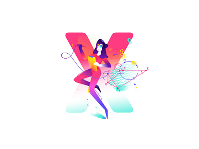 Letter X alphabet business cartoon girl happy illustration isolated letter x manager teacher woman working