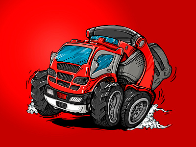 Fire Engine art car cartoon comics engine fire illustration truck