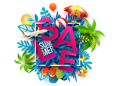 Summer Sale banner art banner craft cut label out paper sale tourist travel vector
