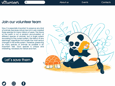 illustration for landing page animals girl hug illustration landing panda plants tucan turtle