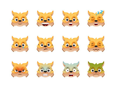 Lincoln's many faces character design emoji face faces for kids illustration illustrator lynx mascot vector