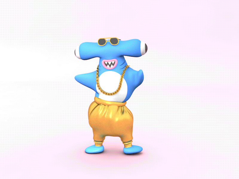 Hammer(Head) Time 3d bling cinema4d dance funny hammer pants hammerhead hammertime mc hammer rigging shark shark week