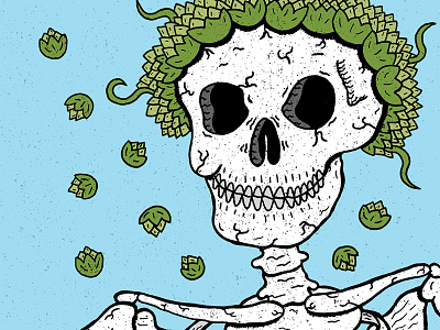 Skull & Hops beer bones hops illustration skeleton skull vines